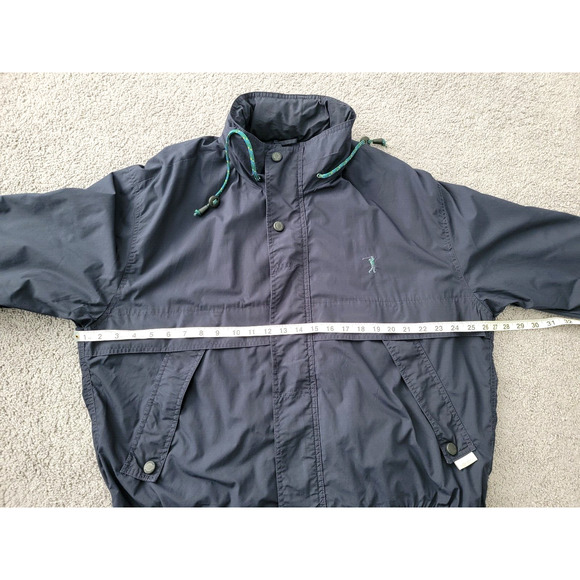 London Fog Men's Size Large Dark Navy Blue Golf Windbreaker Zip Up Button Jacket - Picture 9 of 11
